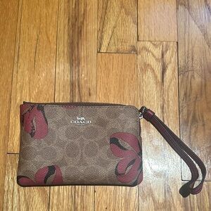 Coach Floral Brown and Red Wristlet